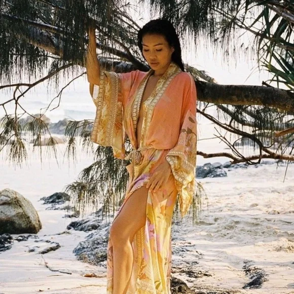 SOLD OUT Mermaid Dreams Boho Kimono Duster Robe Coverup - Picture 1 of 15